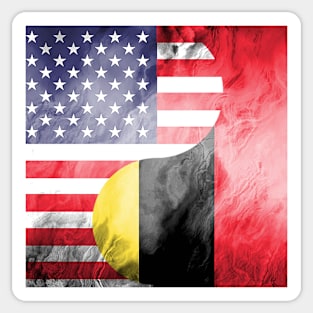 USA Belgium Dual Yin Yang Flag Sticker